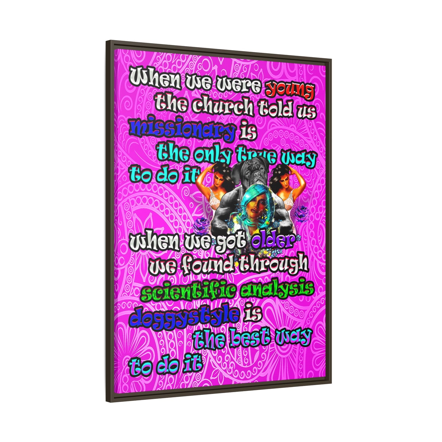 doggystyle - framed canvas art (pink swirl)