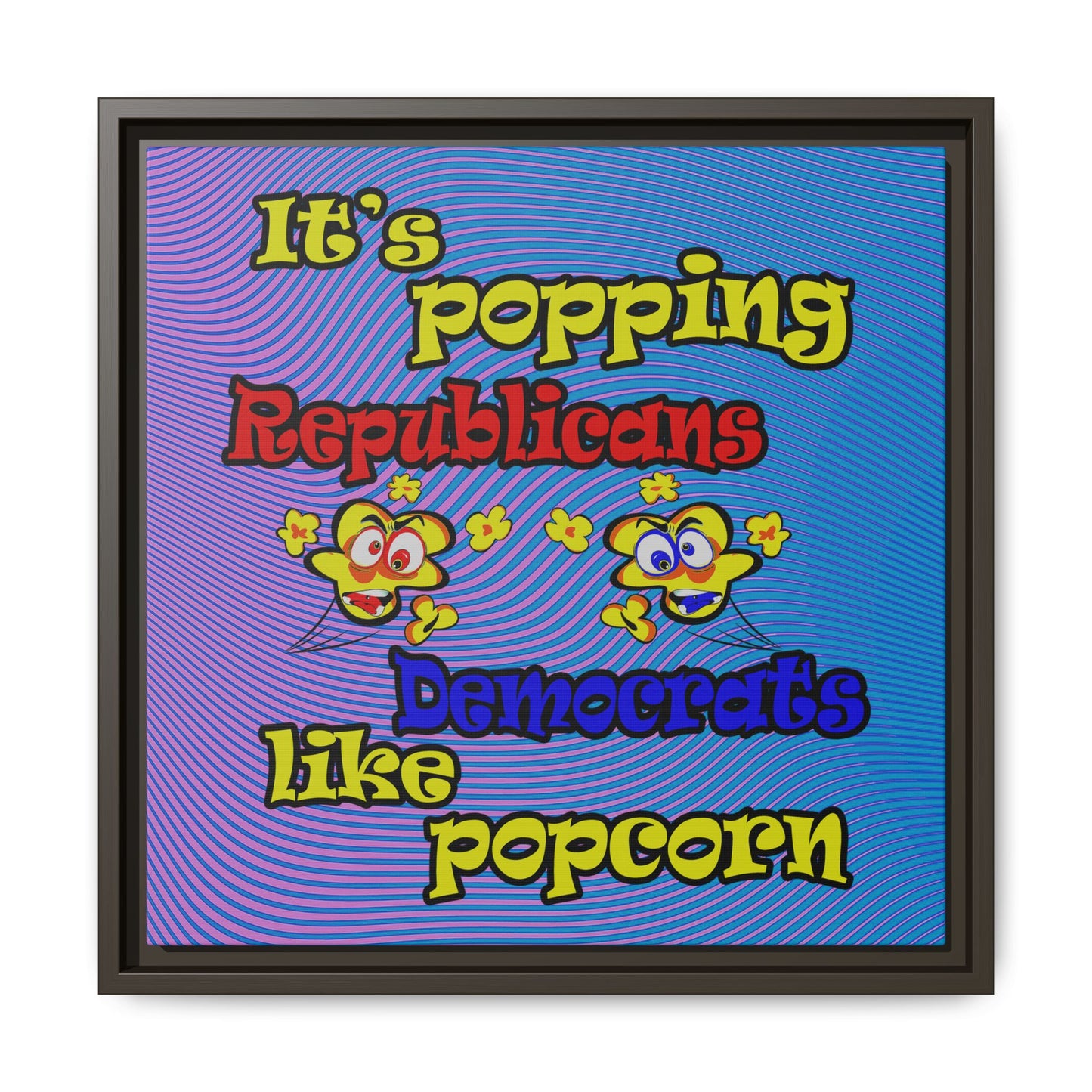popping like popcorn - framed canvas art (light blue-purple wave)