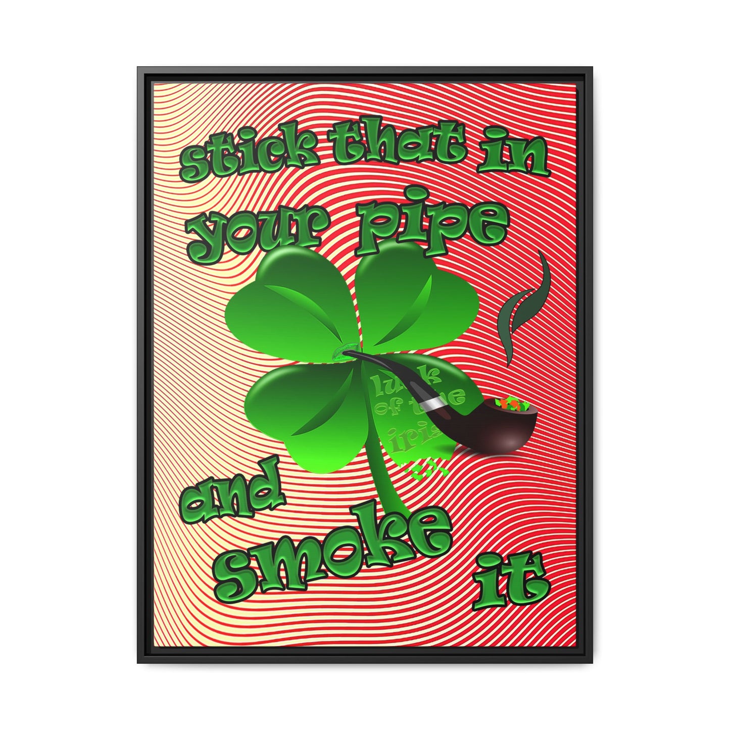 stick that in your pipe and smoke it - framed canvas art (yellow-orange wave)