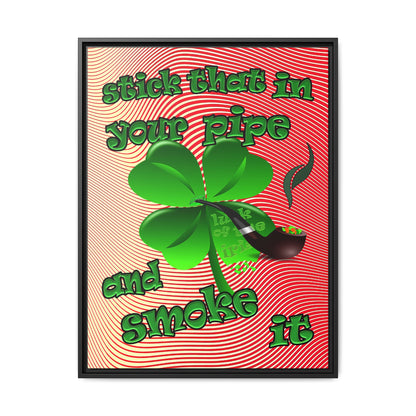 stick that in your pipe and smoke it - framed canvas art (yellow-orange wave)