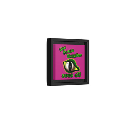 green monster - framed canvas art (pink)