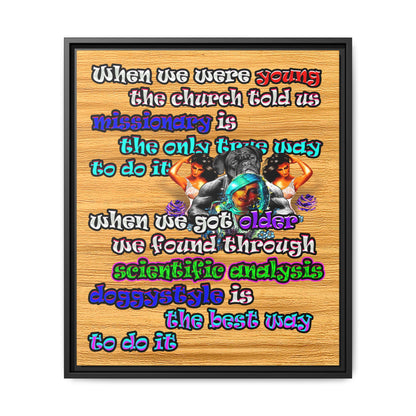 doggystyle - framed canvas art (butterscotch wood finish)