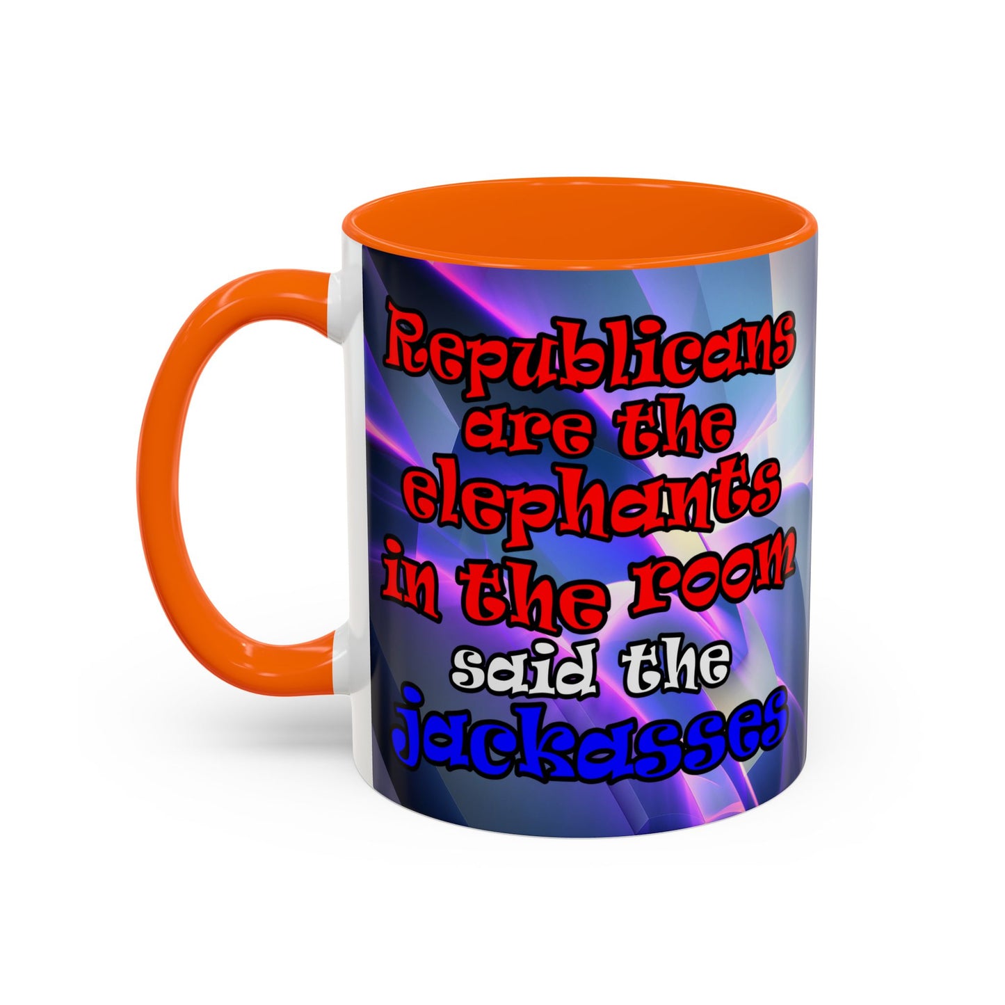 donkeys and elephants - Accent Mug (grey-pink wave)
