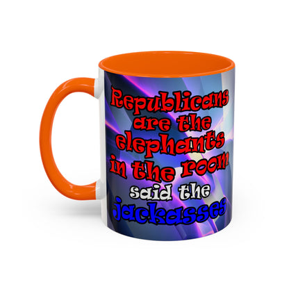 donkeys and elephants - Accent Mug (grey-pink wave)