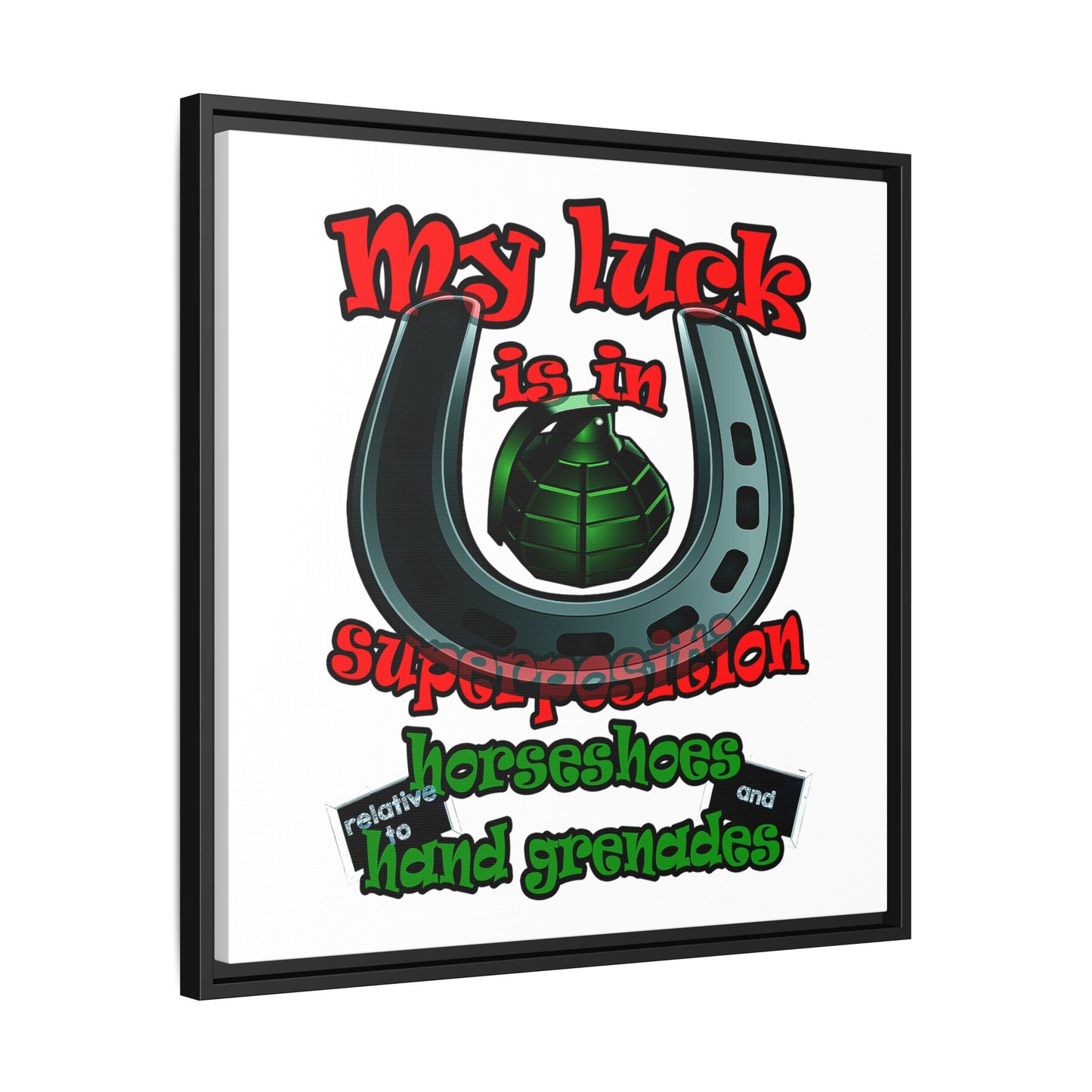 my luck - framed canvas art (white)