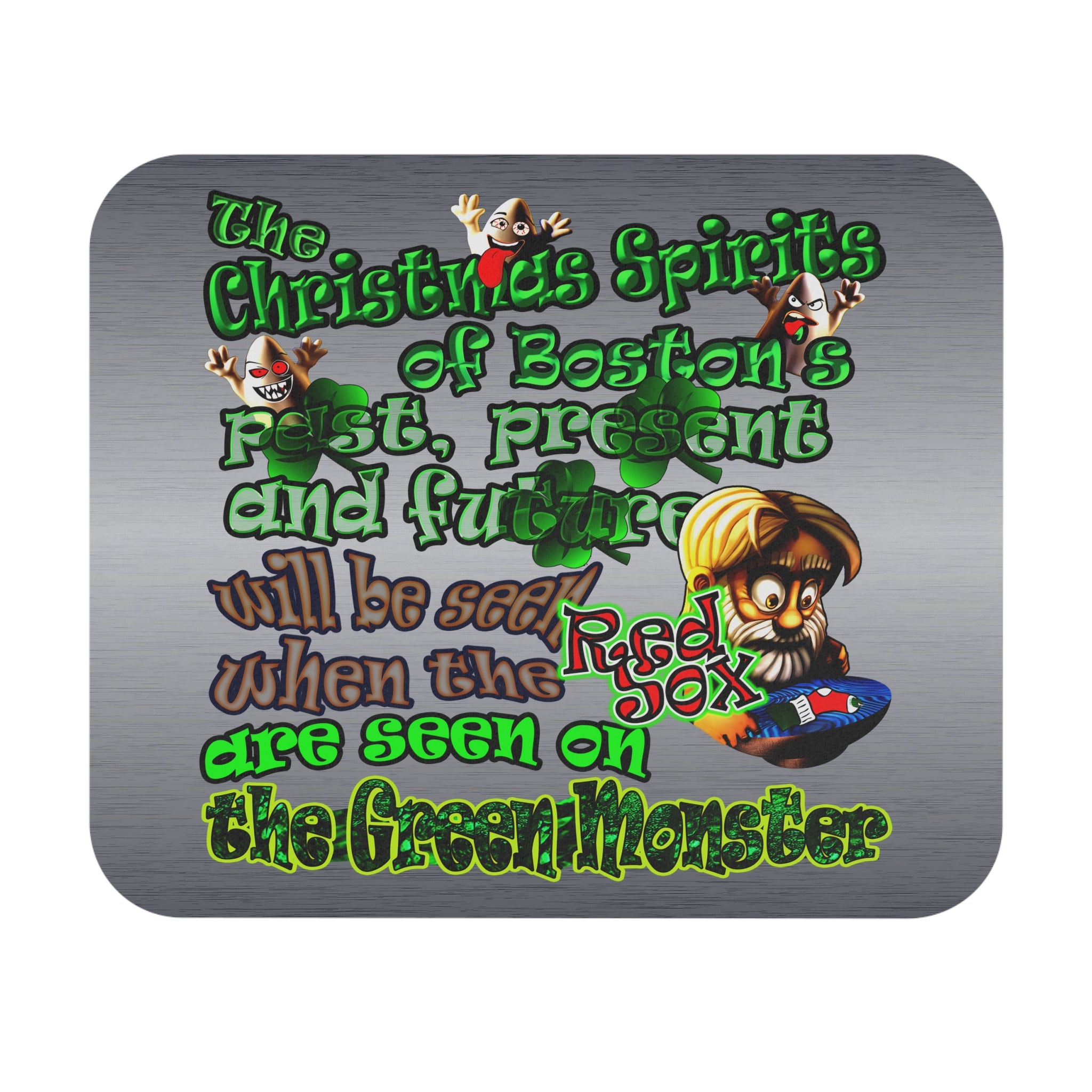 christmas spirits of boston - Mouse Pad (Rectangle) (brushed nickel)