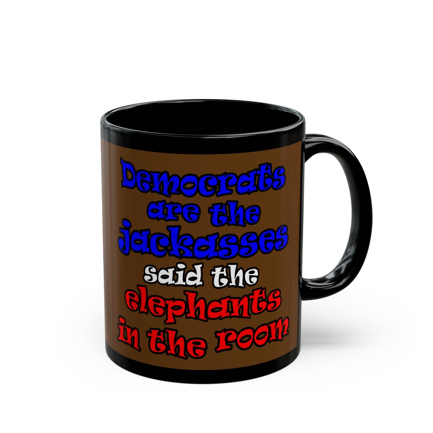donkeys and elephants - Black Mug (brown)