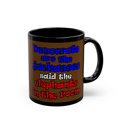donkeys and elephants - Black Mug (brown)
