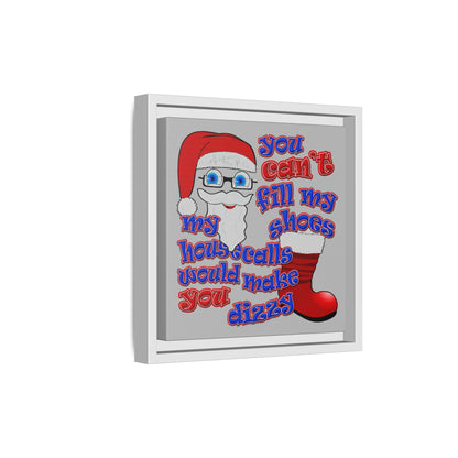 santa's shoes - framed canvas art (light grey)