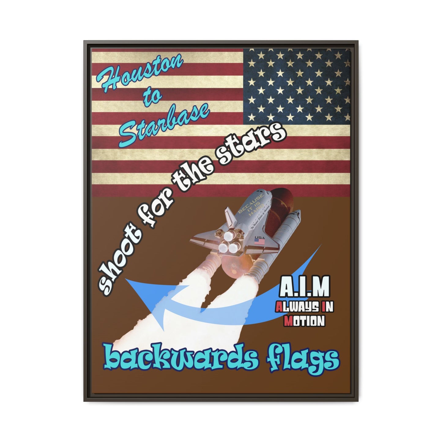 shoot for the stars - framed canvas art (brown)