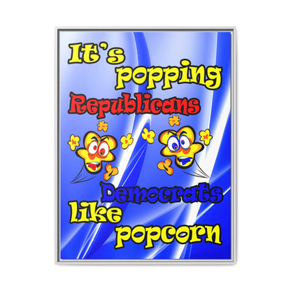 popping like popcorn - framed canvas art (blue-white wave)