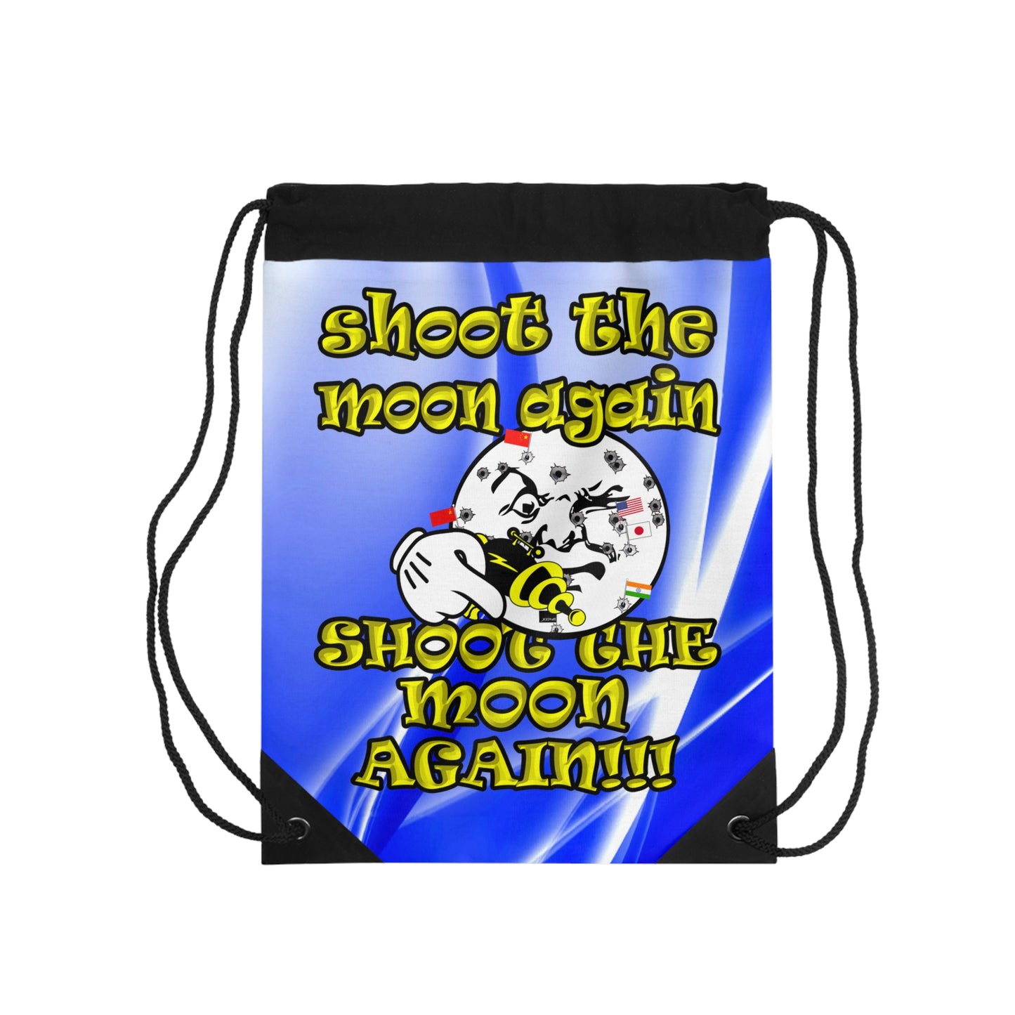 shoot the moon again - Drawstring Bag (blue-white wave)