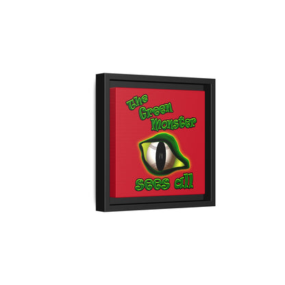 green monster - framed canvas art (dark red)