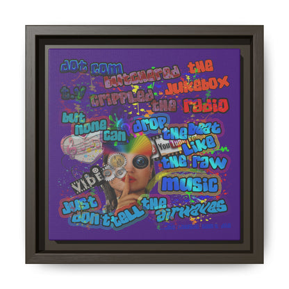 drop the beat - framed canvas art (purple)