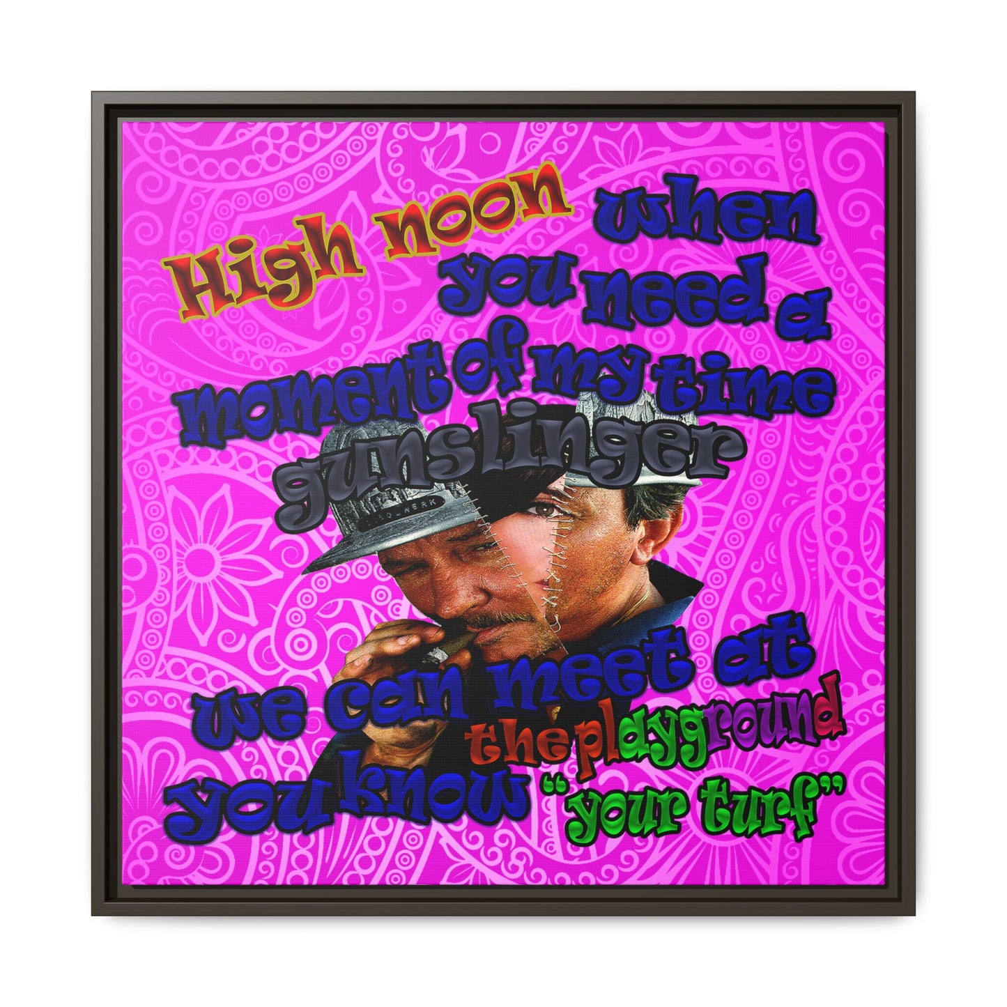 high noon - framed canvas art (pink swirl)