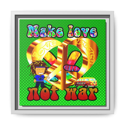 love peace - framed canvas art (logo green)