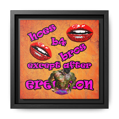 hoes b4 bros - framed canvas art (burnt orange)