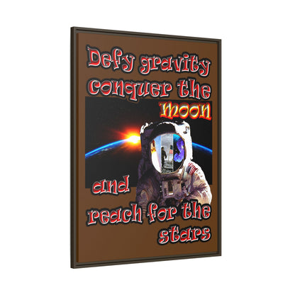 defy conquer reach - framed canvas art (brown)