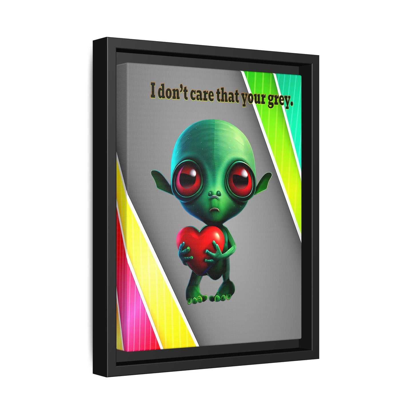 I don't care that your grey - framed canvas art (rainbow split)