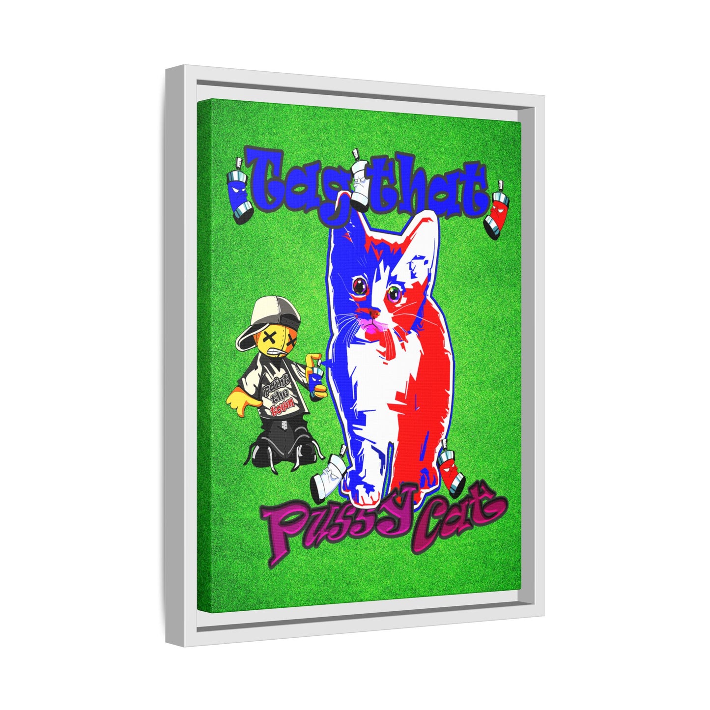 tag that - framed canvas art (green turf)