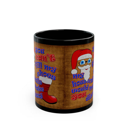 santa's shoes - Black Mug (brown papyrus)
