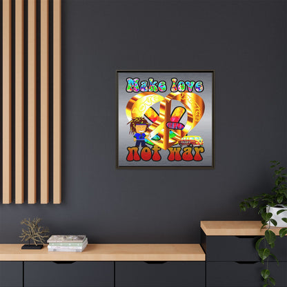 love peace - framed canvas art (brushed nickel)