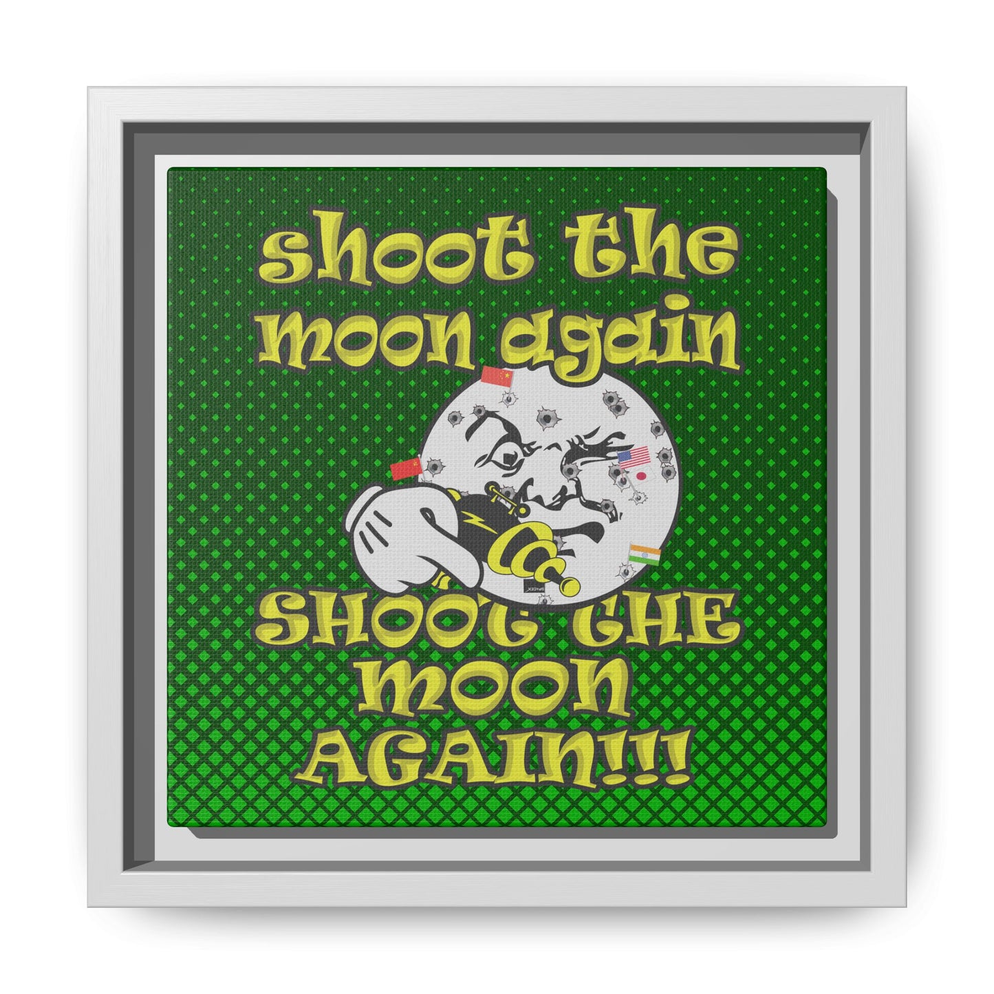 shoot the moon again - framed canvas art (logo green)