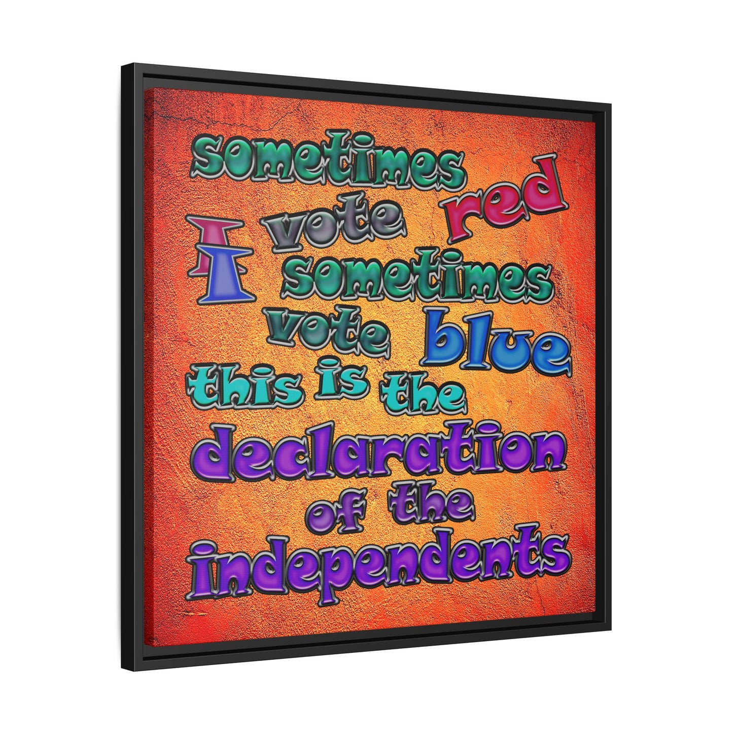 declaration of the independents - framed canvas art (burnt orange)