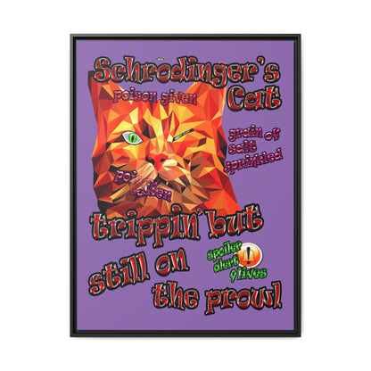 schrodinger's cat - framed canvas art (light purple)