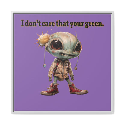 I don't care that your green - framed canvas art (light purple)