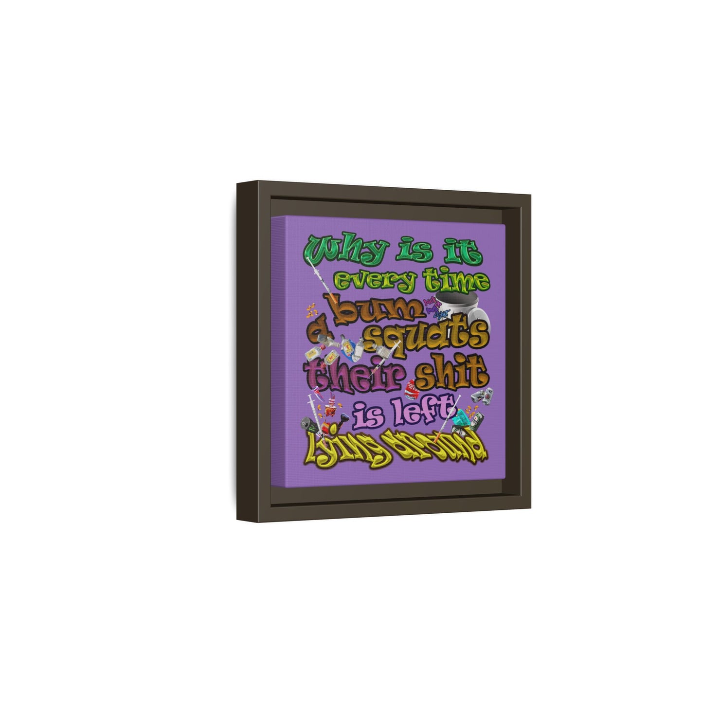the bum's shit - framed canvas art (light purple)
