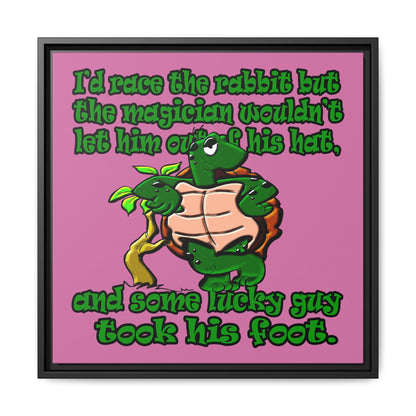 turtle race - framed canvas art (light pink)
