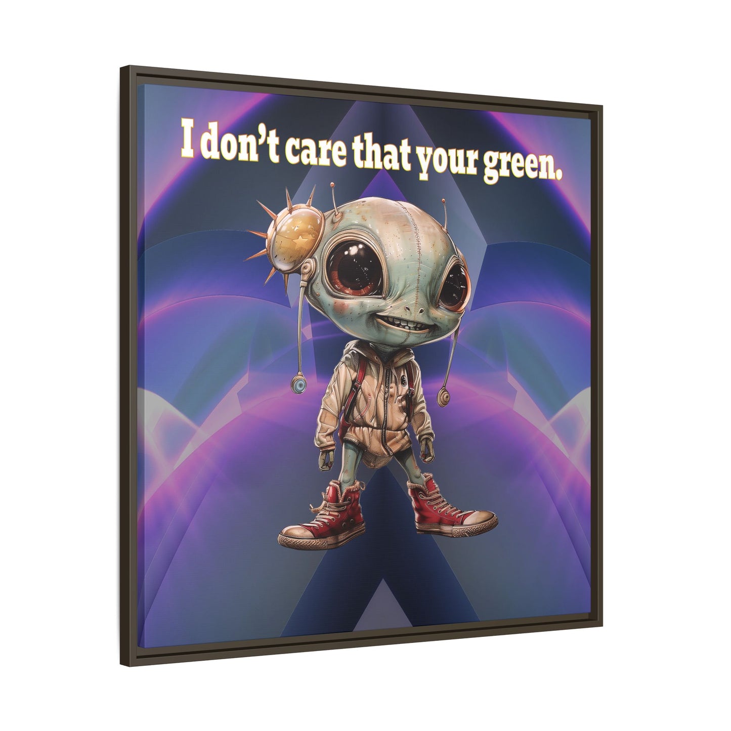 I don't care that your green - framed canvas art (grey-pink wave)