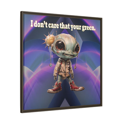 I don't care that your green - framed canvas art (grey-pink wave)