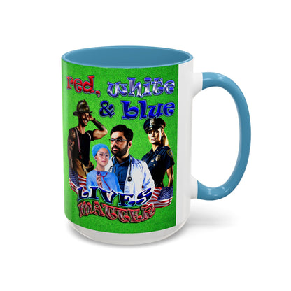 rw&b lives matter - Accent Mug (green turf)