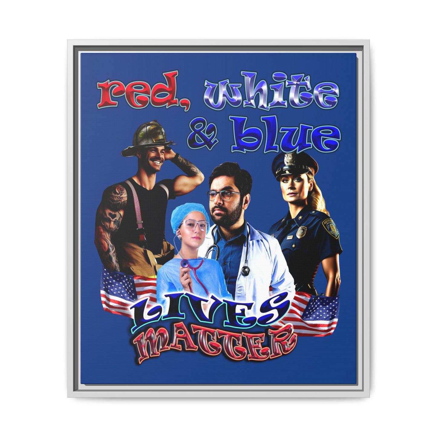 rw&b lives matter - framed canvas art (dark blue)