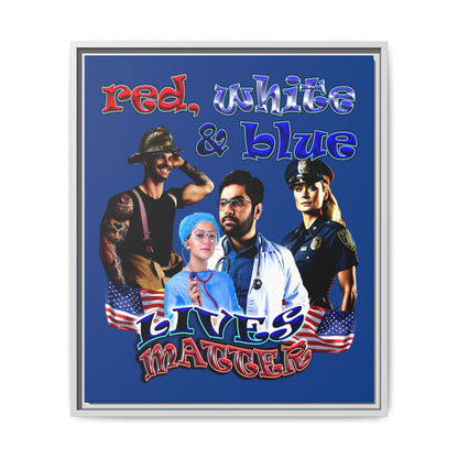 rw&b lives matter - framed canvas art (dark blue)
