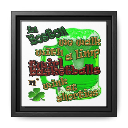 celtics logo - framed canvas art (white)