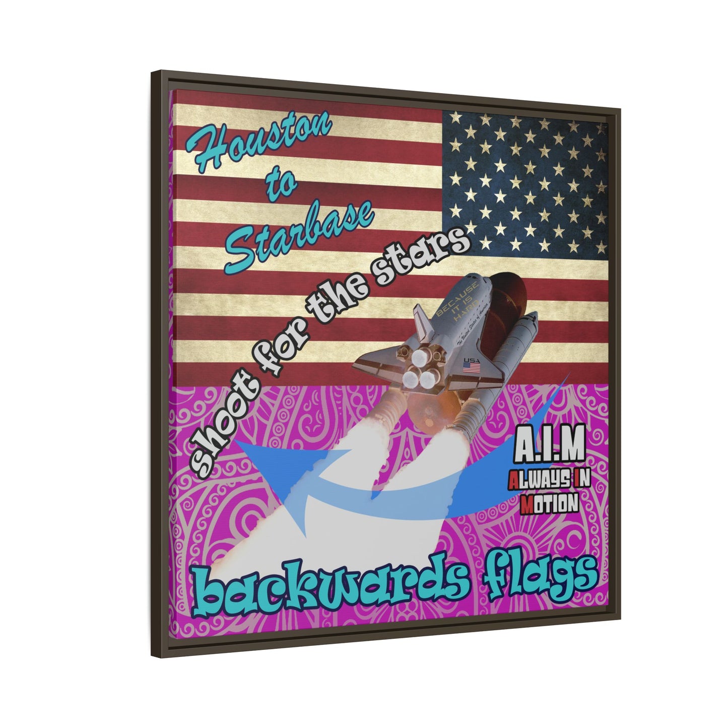 shoot for the stars - framed canvas art (pink swirl)
