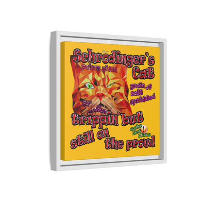 schrodinger's cat - framed canvas art (yellow)