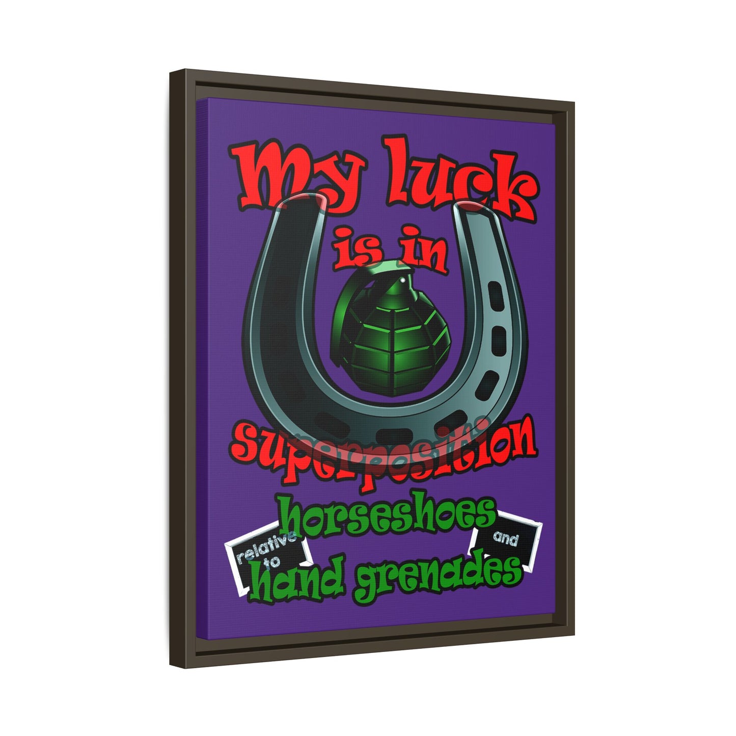my luck - framed canvas art (purple)