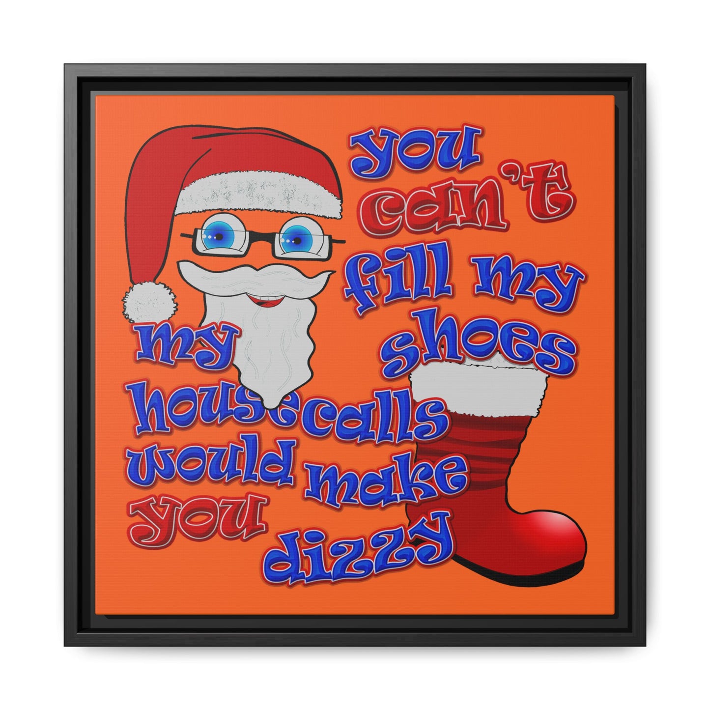 santa's shoes - framed canvas art (orange)