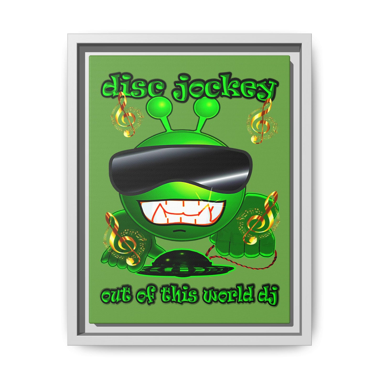 disc jockey - framed canvas art (green)