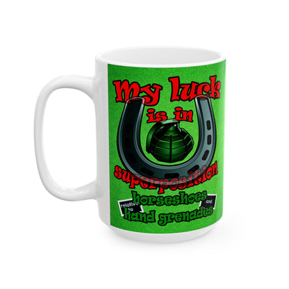 my luck - White Mug (green turf)