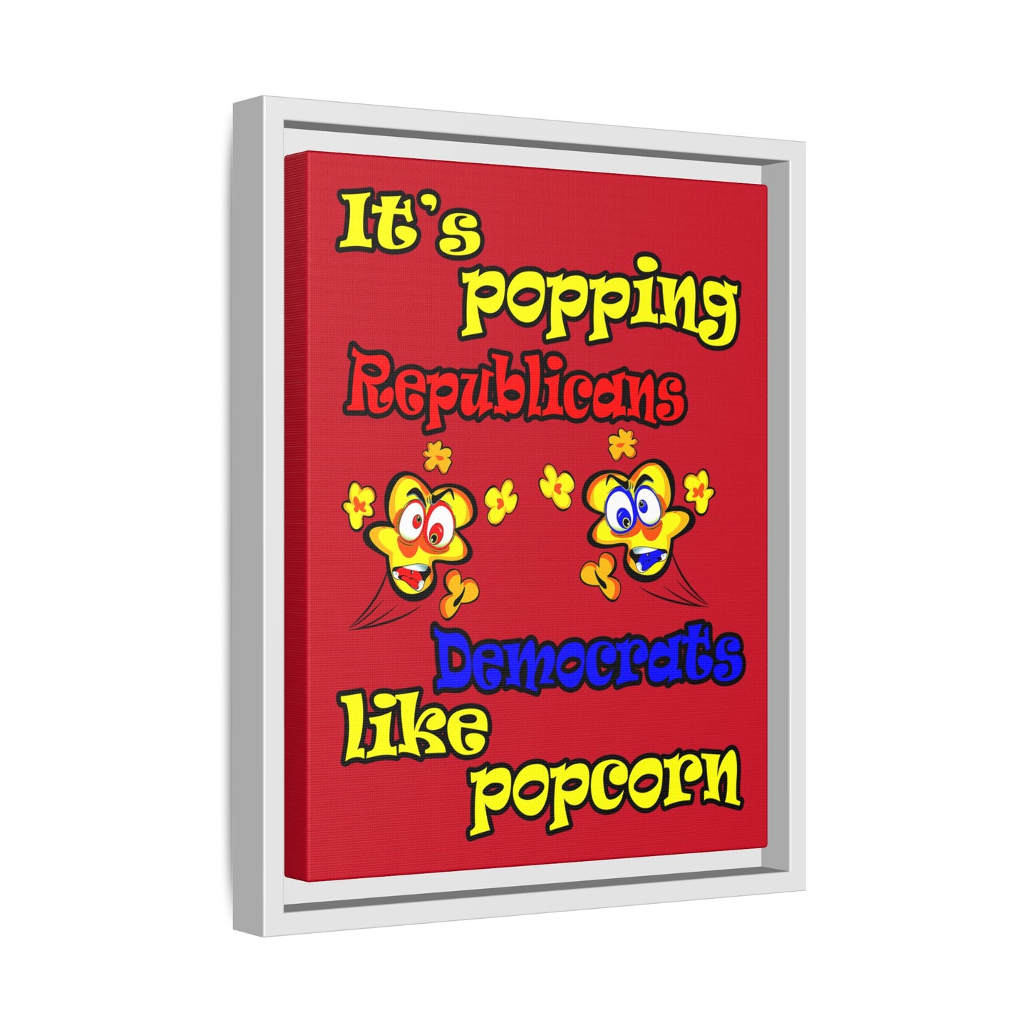 popping like popcorn - framed canvas art (dark red)