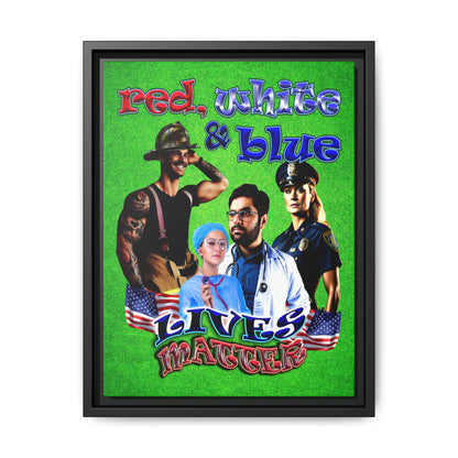 rw&b lives matter - framed canvas art (green turf)