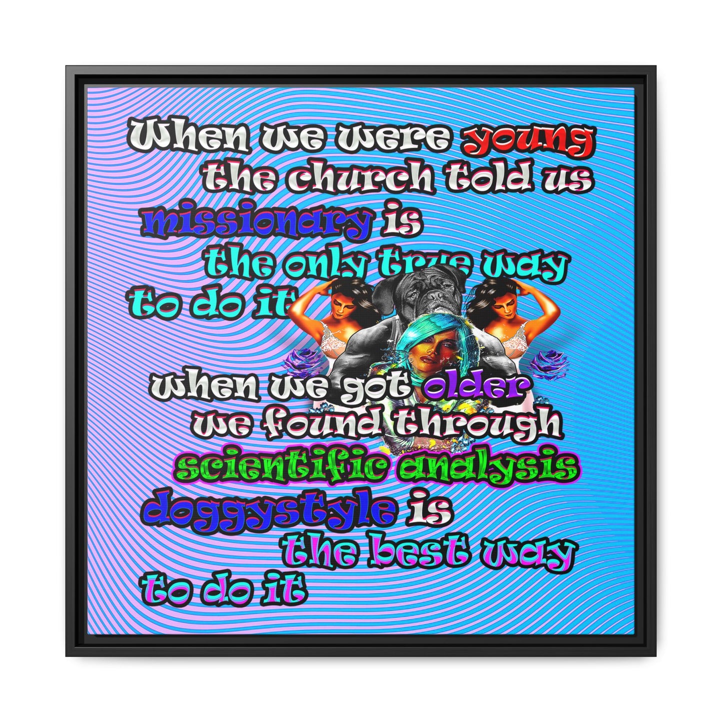 doggystyle - framed canvas art (light blue-purple wave)