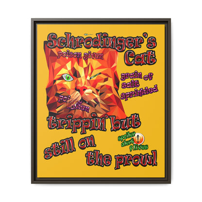 schrodinger's cat - framed canvas art (yellow)