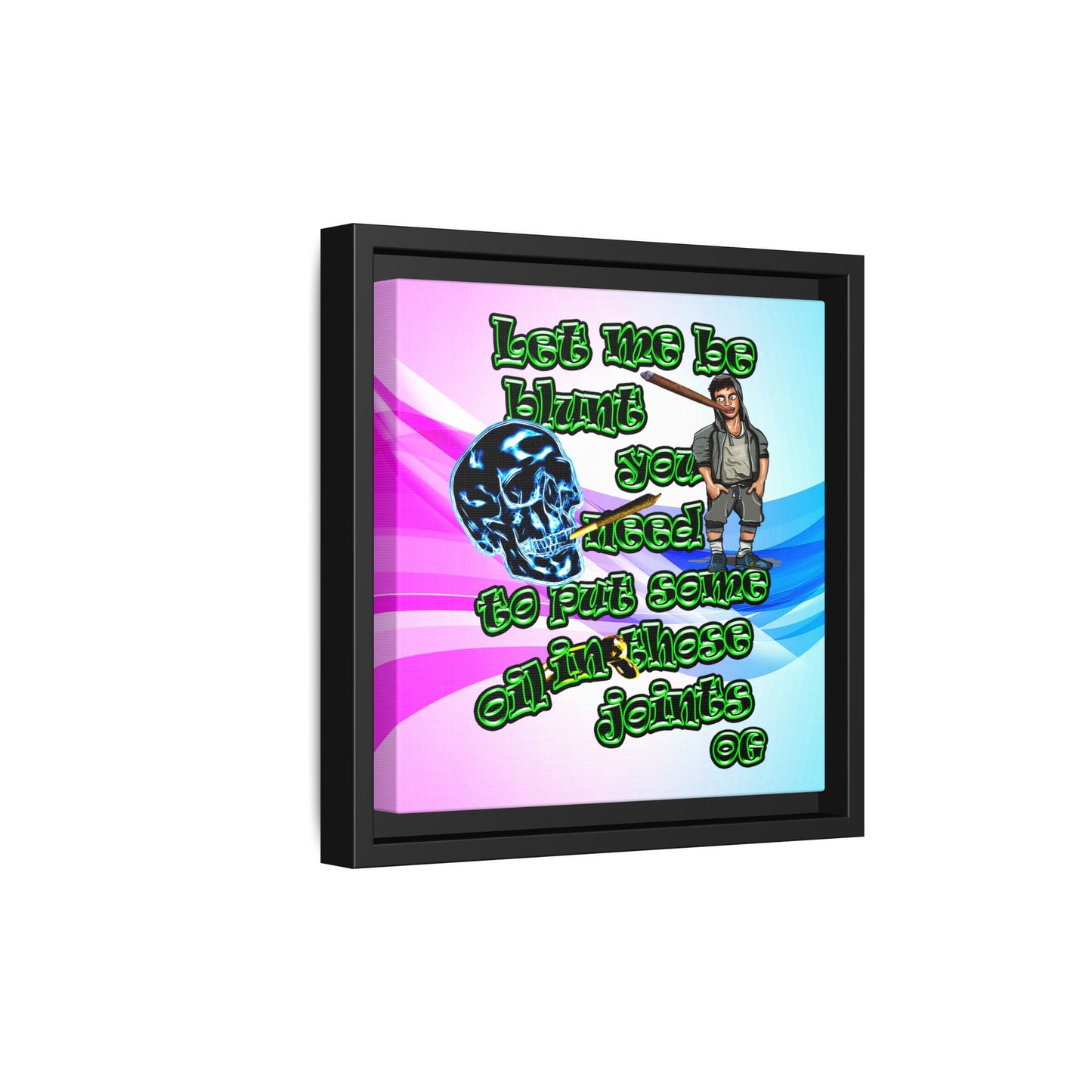 og - framed canvas art (light blue-pink wave)