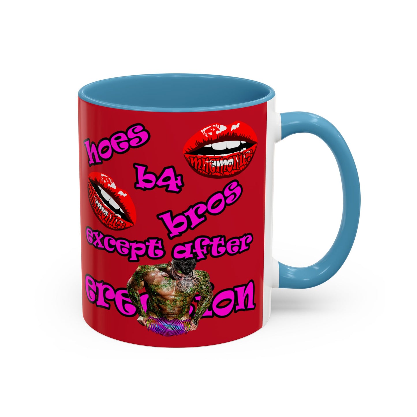 hoes b4 bros - Accent Mug (dark red)